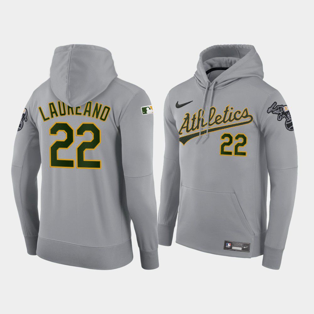 Men Oakland Athletics #22 Laureano gray road hoodie 2021 MLB Nike Jerseys